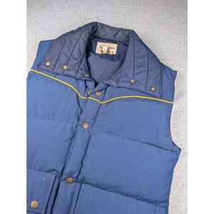 First Down 1st Goose Down Vintage Puffer Vest Blue Yellow Men's S Salt Lake Utah